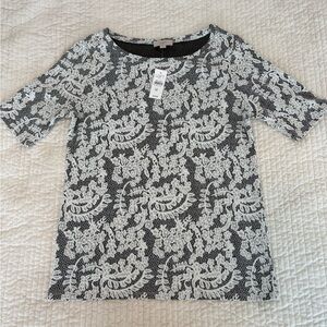 LOFT Outlet Black/Ivory boat neck top size M